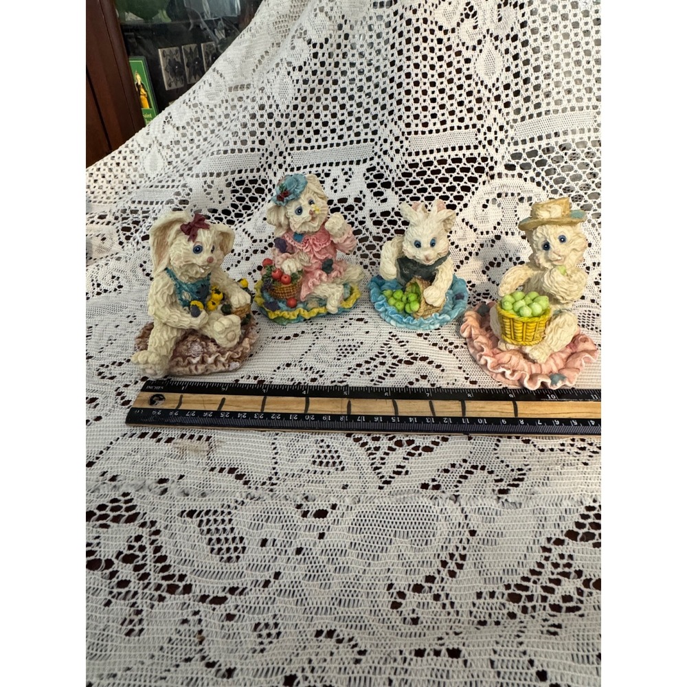 World Bazaars Set of 4 Resin Bunny Rabbit Figurines Easter Garden Decor 84905-5